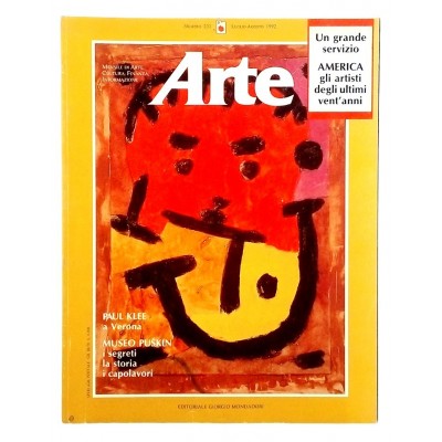 Mensile D'Arte Moderna Arte n 231 luglio-agosto 1992 Paul Klee Mondadori