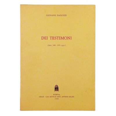Giovanni Paolozzi Dei Testimoni CEDAM 1984