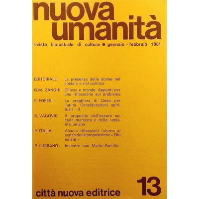 Nuova Umanita Rivista di cultura n 13 gennaio-febbraio 1981