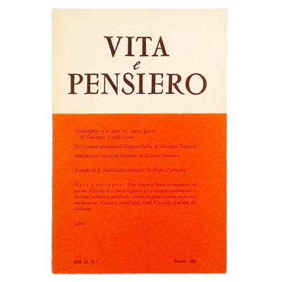 Vita e Pensiero Rassegna Italiana di Cultura n 1 1969