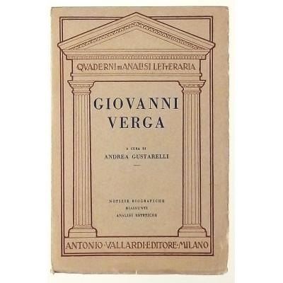 Giovanni Vergara Notizie Biografiche Antonio Vallardi Editore 1939