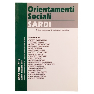 Orientamenti Sociali Sardi n 2 luglio-dicembre 2003