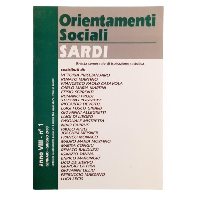 Orientamenti Sociali Sardi n 1 gennaio-giugno 2003