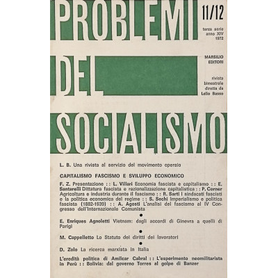 Rivista Problemi del Socialismo n 11/12 Marsilio Editore 1972