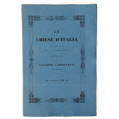 Giuseppe Cappelletti Le Chiese d'Italia n 186 del 1856 Spedizione Gratuita
