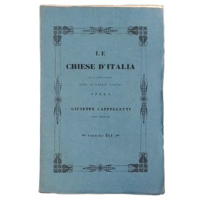 Giuseppe Cappelletti Le Chiese d'Italia n 241 del 1858 Spedizione Gratuita