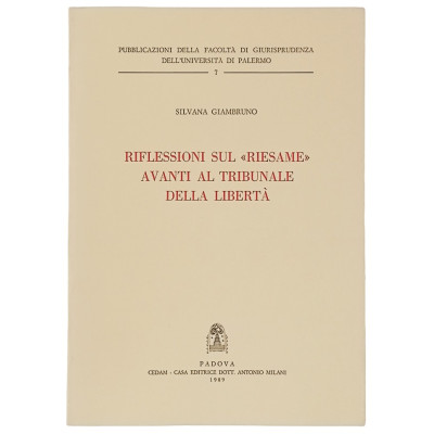 Giambruno Riflessioni sul Riesame Editrice Milani 1989 Spedizione Gratuita