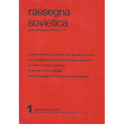 Rassegna Sovietica Rivista Bimestrale di Cultura n 1 gennaio-febbraio 1989
