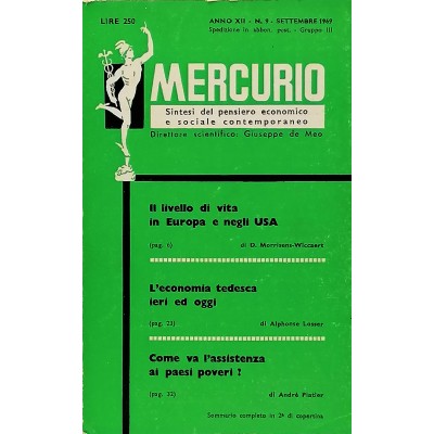 Mercurio Sintesi del Pensiero Economico e Sociale Contemporaneo n 9/1969