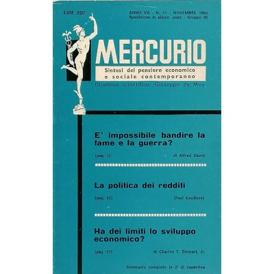 Mercurio Sintesi del Pensiero Economico e Sociale Contemporaneo n 11/1964
