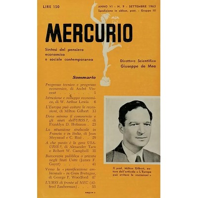 Mercurio Sintesi del Pensiero Economico e Sociale Contemporaneo n 9/1963
