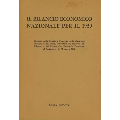 Il Bilancio Economico Nazionale Per Il 1959 On. Fernando Tramboni