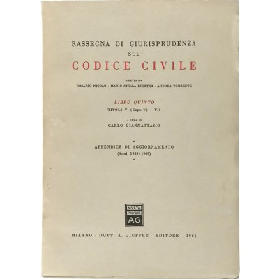 Rassegna di Giurisprudenza Codice Civile Libro Quinto Giuffrè Editore 1961