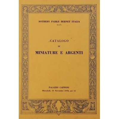 Antiquariato Sothebys Parke Bernet Italia Miniature e Argenti novembre 1978