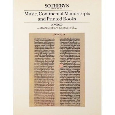 Music Continental Manuscripts Catalogo Sothebys may 1985