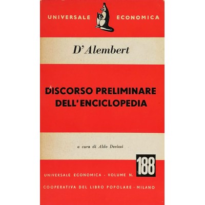 Discorso Preliminare Dell’Enciclopedia J.D’Alembert Universale Economica 1954